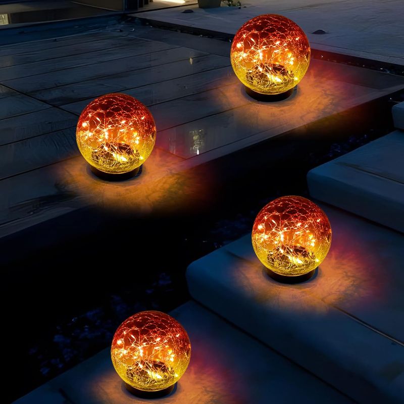 Photo 1 of (READ NOTES) XKSINMY Solar Orb-Solar Globe Lights Outdoor Waterproof-Solar Balls for Garden-Cracked Glass Ball Solar Lights Outdoor-Solar Glass Balls for Garden Decorations Pathway Patio Yard Lawn