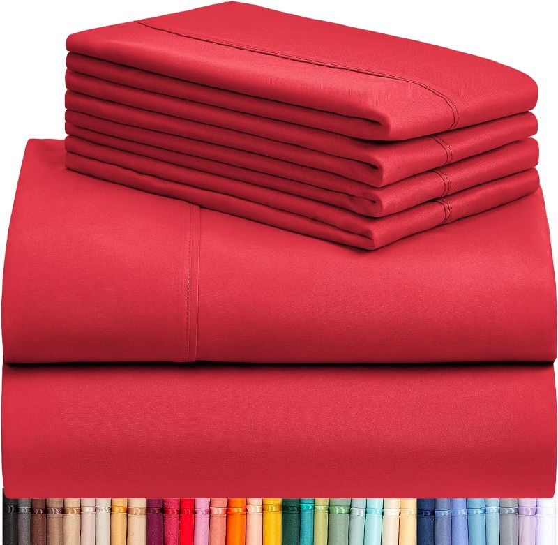 Photo 1 of (READ NOTES) LuxClub 6 PC Full Sheet Set, Rayon Made from Bamboo Bed Sheets, Deep Pockets 18" Eco Friendly Wrinkle Free Cooling Bed Sheets Machine Washable Hotel Bedding Silky Soft - Red Full
