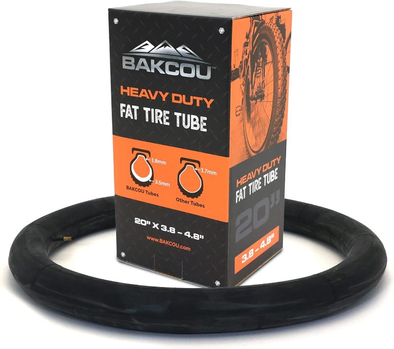 Photo 1 of (READ NOTES) Bakcou Fat Tire Bike Tube, 26, 24, 20 x 4 Inch, Heavy Duty, Schrader Valve, Black. Perfect for e Bike, Fat tire Electric Mountain Bike or Any Bike.
