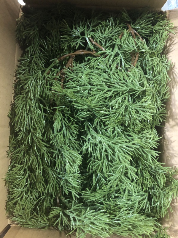 Photo 2 of (READ NOTES) Lvydec Christmas Pine Garland Decoration, 6ft Christmas Greenery Garland Realistic Cedar Garland Cypress Garland for Holiday Mantel Fireplace Table Centerpiece (148 Stems)