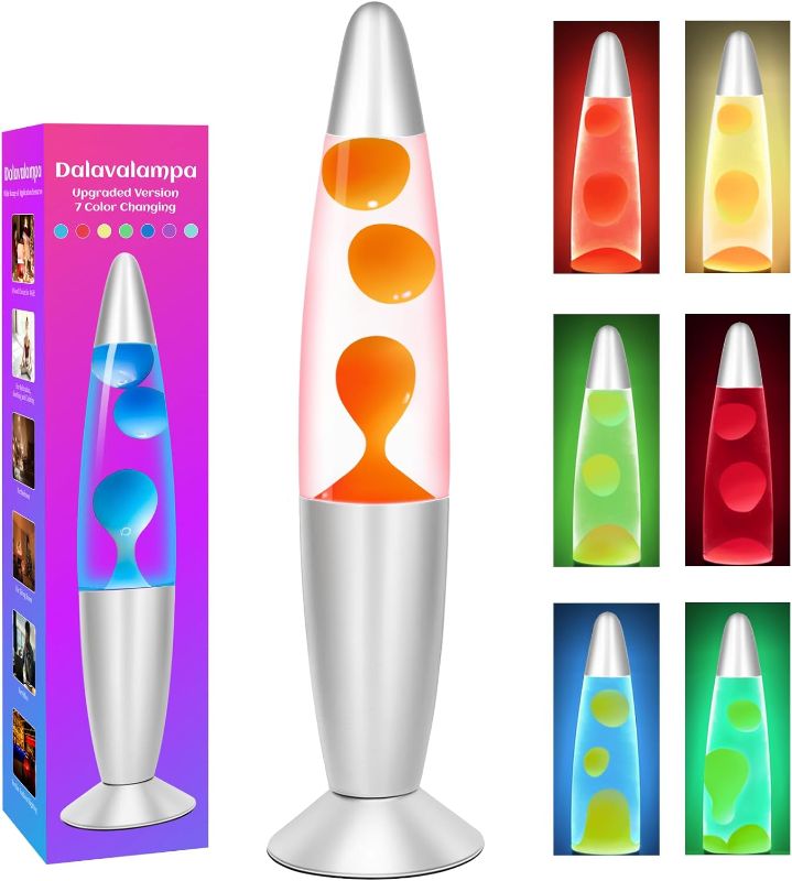 Photo 1 of (READ NOTES) Dalavalampa 7 Color Changing LED Magma Lamp, 13" Orange Liquid Motion Lamp for Adults Kids, Relaxing Night Light Christmas Gifts for Boys Girls, Home Décor Mood Light for Bedroom Office
