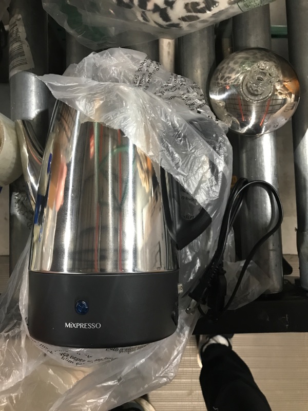 Photo 2 of (READ NOTES) Mixpresso Electric Percolator Coffee Pot | Stainless Steel Coffee Maker | Percolator Electric Pot - 10 Cups Stainless Steel Percolator With Coffee Basket Silver, Black 10 Cup