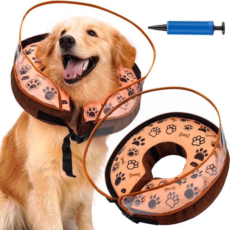 Photo 1 of (READ NOTES) Dog Cones for Large Dogs,Dog Cone Alternative After Surgery,Inflatable Dog Cone,Dog Donut Collar,Dog Neck Donut,Cone for Dogs to Stop Licking(Large Dog Cone)