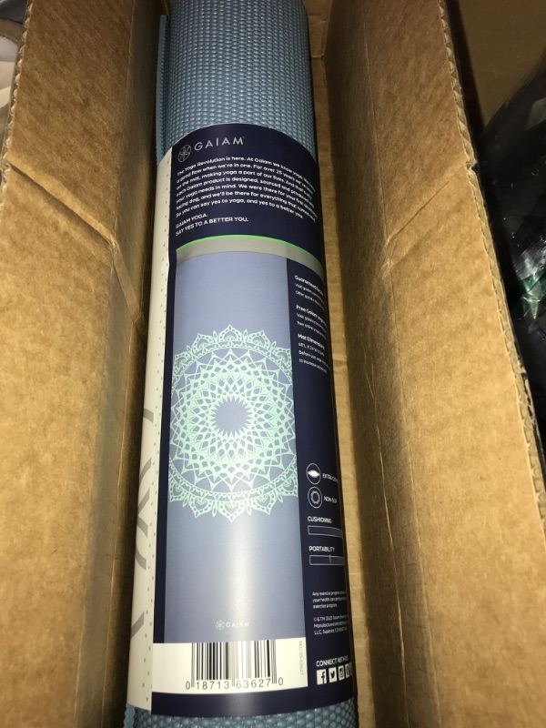 Photo 2 of (READ NOTES) Gaiam Yoga Mat - Premium 5mm Print Thick Non Slip Exercise & Fitness Mat for All Types of Yoga, Pilates & Floor Workouts (68" x 24" x 5mm) Blue Shadow Marrakesh