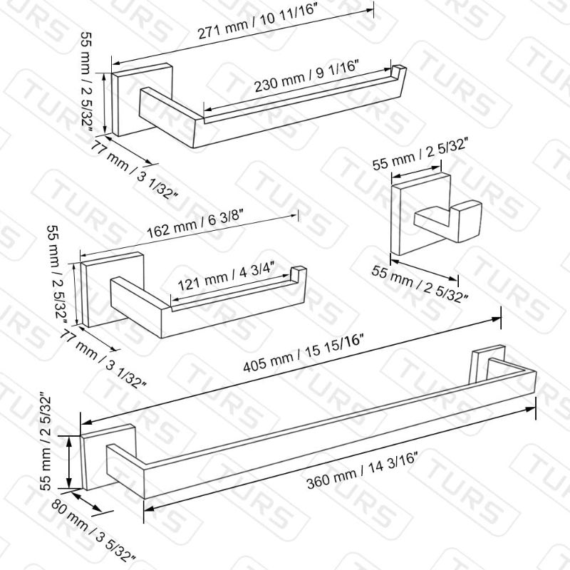 Photo 2 of (READ NOTES) TURS 4 Pieces Bathroom Hardware Accessories Set Matte Black 16 Inch Towel Bar Set,Wall Mounted,Premium Stainless Steel.
