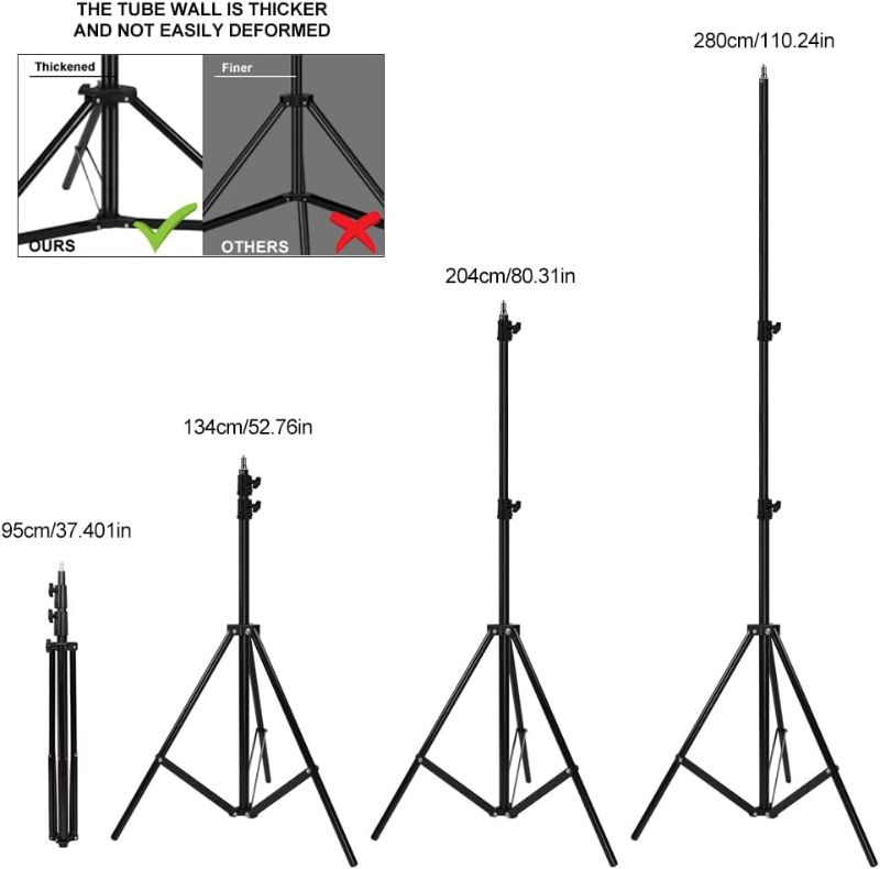 Photo 3 of (READ NOTES) Heavy Duty Aluminum Alloy Photography Video Tripod Light Stands, Tripod Stands for Softboxes, Umbrellas, Reflectors, Lights - Pack of 2, 9.19 Feet/2.8m 9.19 Ft/2.8 M Aluminum alloy tripod (2 Pack)