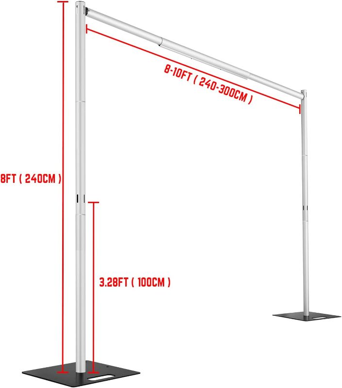 Photo 3 of (READ NOTES) Hecis Pipe and Drape Backdrop Stand Kit 8ft x 10ft, Backdrop Stand Heavy Duty Wedding Backdrop for Events Wedding Decoration Backdrop Frame