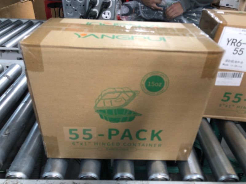 Photo 1 of YANGRUI Clamshell Take Out Containers, Anti-Fog Shrink Wrap 55 Pack 6 x 6 Inch 15 oz Meal Prep Container BPA Free Microwave Freezer Safe Plastic Hinged To Go Containers