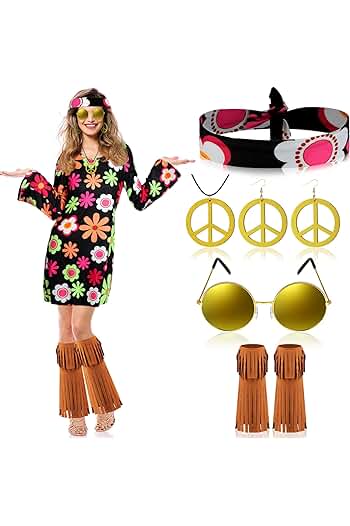 Photo 1 of Jenaai 8 Pcs 60s 70s Hippie Outfits for 