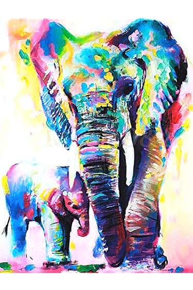 Photo 1 of Leepakyuan DIY 5D Diamond Painting by Number Kits, Embroidery Painting, Full Drill Crystal Rhinestone Embroidery Pictures Arts Craft for Home Wall Decor Gift, Colorful Elephant, 12inch×16inch