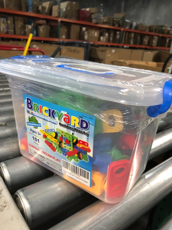 Photo 2 of Brickyard Building Blocks STEM Toys - Educational Building Toys for Kids Ages 4-8 with 101 Pieces, Tools, Design Guide and Toy Storage Box, Gift for Boys & Girls