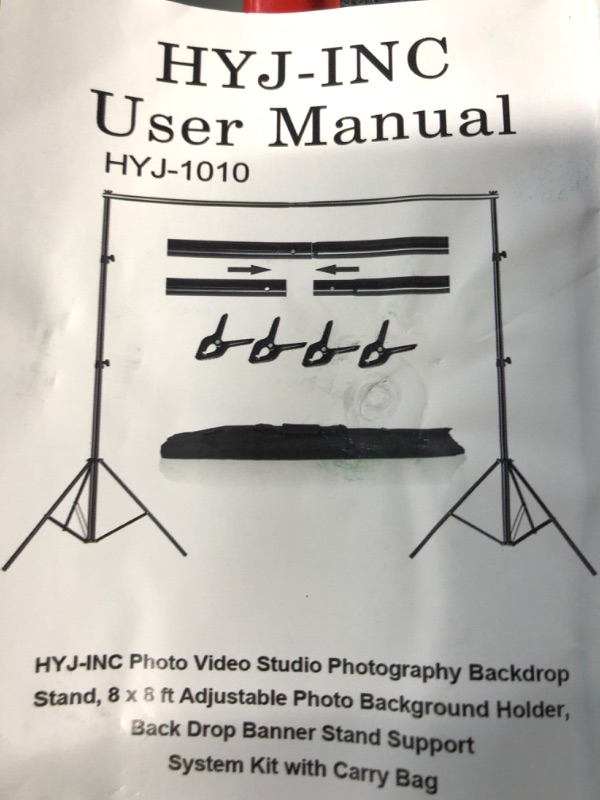 Photo 4 of HYJ-INC Photo Video Studio Photography Backdrop Stand, 8 x 8 ft Adjustable Photo Background Holder, Back Drop Banner Stand Support System Kit with Carry Bag