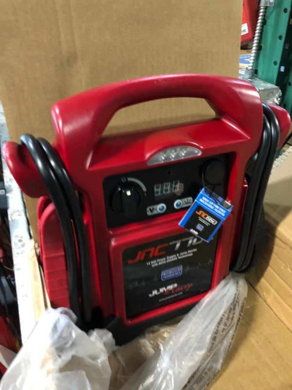 Photo 5 of Clore Automotive Jump-N-Carry JNC770R 1700 Peak Amp Premium 12 Volt Jump Starter - Red & JNC350 Jump-N-Carry JNC350 Charging Cord (for JNC660, JNCAIR, JNC770 Jump Starters), 1 Pack Red Jump Starter + Charging Cord