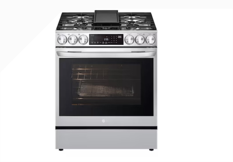 Photo 1 of LG InstaView with Air Fry 30-in 5 Burners 6.3-cu ft Self-cleaning Air Fry Convection Oven Slide-in Smart 