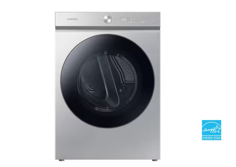 Photo 1 of Samsung Bespoke 7.6-cu ft Stackable Steam Cycle Smart Electric Dryer (Silver Steel) ENERGY STAR