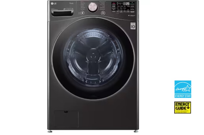 Photo 1 of LG TurboWash 360 4.5-cu ft High Efficiency Stackable Steam Cycle Smart Front-Load Washer (Black Steel) 
