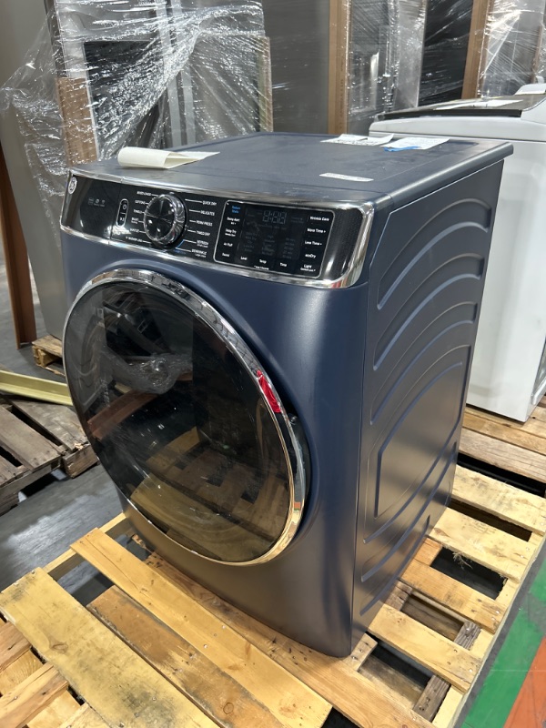 Photo 2 of GE 7.8-cu ft Reversible Side Swing Door Stackable Steam Cycle Smart Gas Dryer (Sapphire Blue