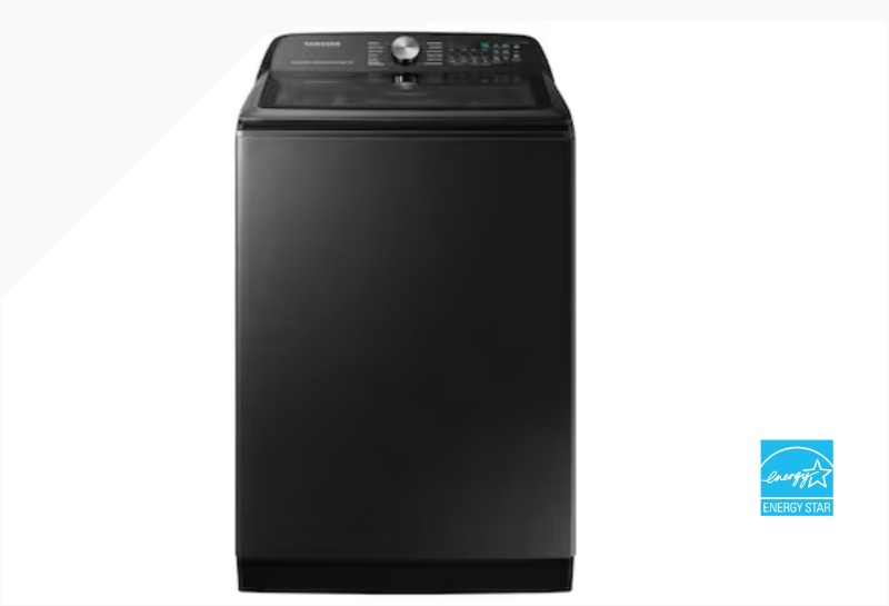 Photo 1 of Samsung 5.1-cu ft High Efficiency Agitator Smart Top-Load Washer (Brushed Black) ENERGY STAR