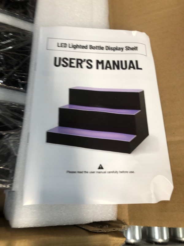 Photo 1 of Kweetle Liquor Bottle Display Shelf,24 Inch 3-Step LED Lighted Bar Shelf,Wine Bottle Display Rack 