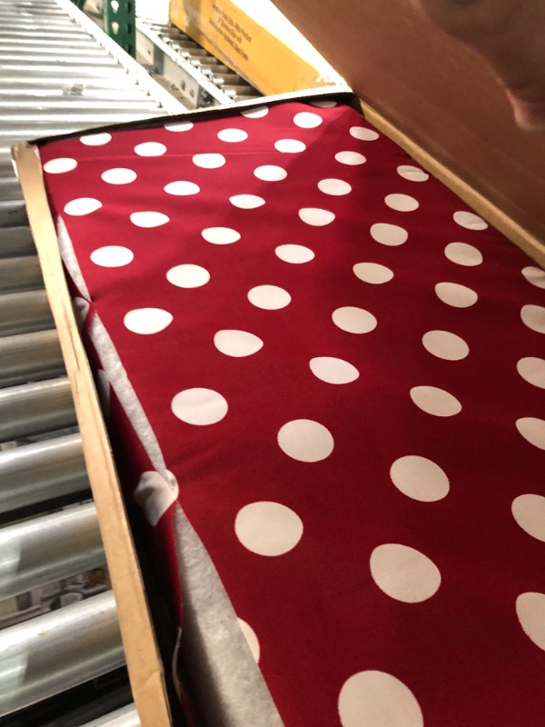 Photo 3 of **CUT DURING OPENING**
Pillow Perfect Outdoor/Indoor Polka Dot Red Bench/Swing Cushion, 45" x 18"