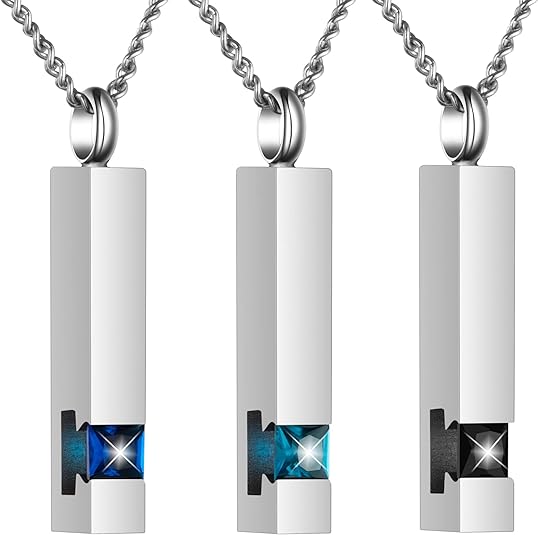 Photo 1 of BGAFLOVE 3 Pack Crystal Black Cremation Jewelry for Ashes Silver Urn Necklace