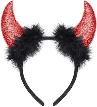 Photo 1 of Jeicy Devil Horn Headband, Red Glitter Devil Ears Headband - 2 Pack