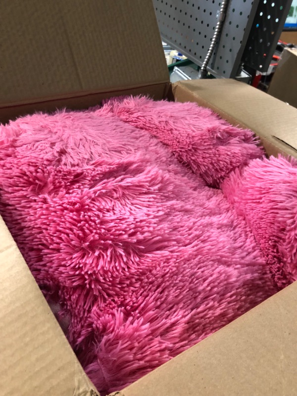 Photo 2 of **SMALL TEAR - SEE PHOTOS**
Klear Vu Shaggy Bed Rest Back Support Pillow, 30" x 21", Pink One Size Pink