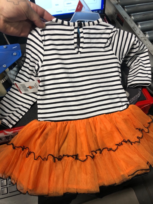 Photo 2 of Counting Daisies Girl's Hello Pumpkin 2-Piece Tunic Tutu & Legging Set - Size 18M
