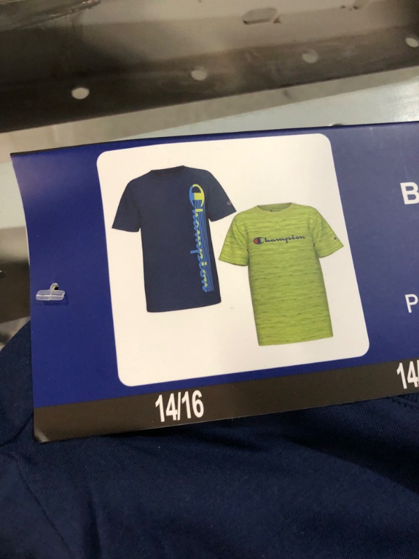 Photo 2 of Champion Boys' Navy/Lime 2 Pack Active Tops - 14/16