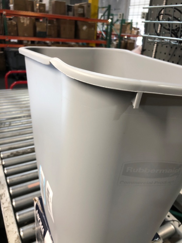 Photo 3 of **BENT - SEE PHOTOS**
Rubbermaid Commercial Products 7 gal. Gray Rectangular Deskside Trash Can