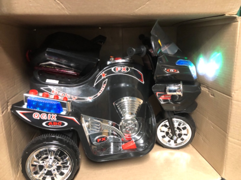 Photo 2 of **PARTS ONLY/SALE FINAL**
**NON-REFUNDABLE** // **SALE FINAL** **MISSING CHARGER*
Ride on Toy, 3 Wheel Motorcycle Trike for Kids by Rockin' Rollers – Battery Powered 3 - 6 Year Old - Black FX