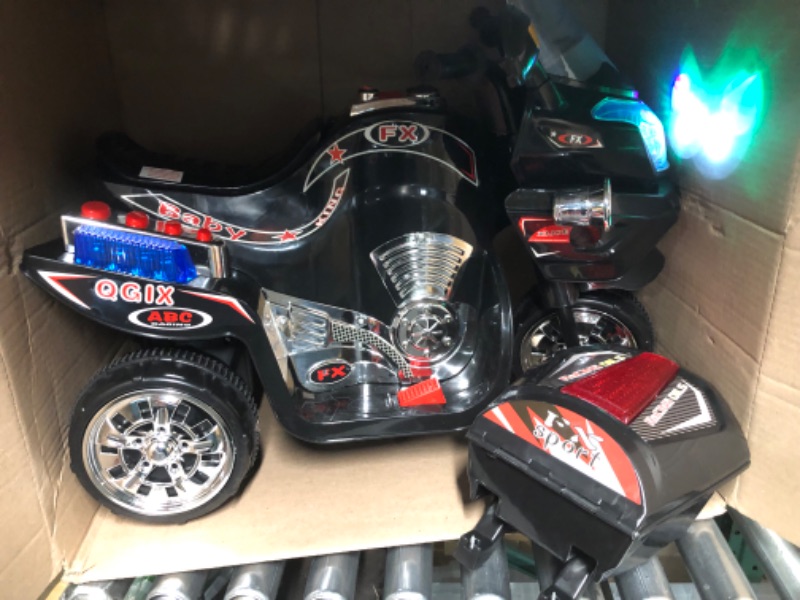 Photo 3 of **PARTS ONLY/SALE FINAL**
**NON-REFUNDABLE** // **SALE FINAL** **MISSING CHARGER*
Ride on Toy, 3 Wheel Motorcycle Trike for Kids by Rockin' Rollers – Battery Powered 3 - 6 Year Old - Black FX