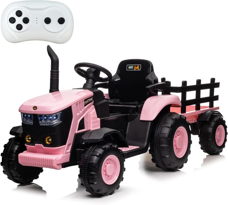 Photo 1 of ACONEE Kids Ride on Tractor with Remote Control, 12V Battery Powered Electric Tractor and 35W Dual Motors for Kids Bluetooth Music/USB, 3-Gear-Shift,