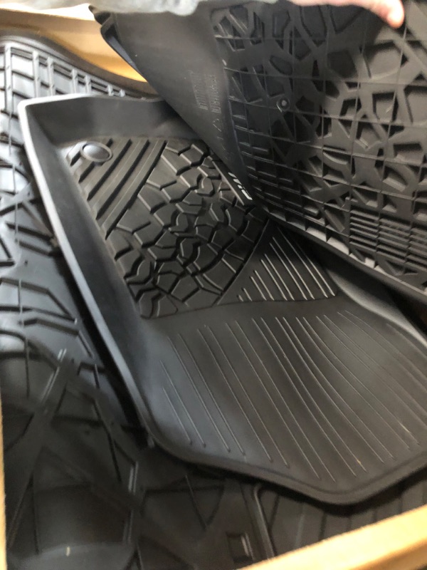 Photo 3 of 3W Floor Mats&Cargo Liner Compatible for Jeep Wrangler JL 2018-2023 Unlimited 4-Door with Subwoofer (Non JK or 4XE) All-Weather TPE Floor Liner for 1st, 2nd Row and Trunk Full Set Car Mats,Black Floor Mats & Cargo Liner for Trunk with Subwoofer