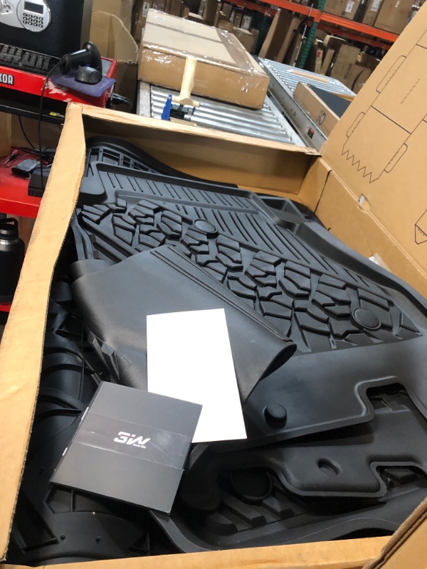 Photo 2 of 3W Floor Mats&Cargo Liner Compatible for Jeep Wrangler JL 2018-2023 Unlimited 4-Door with Subwoofer (Non JK or 4XE) All-Weather TPE Floor Liner for 1st, 2nd Row and Trunk Full Set Car Mats,Black Floor Mats & Cargo Liner for Trunk with Subwoofer