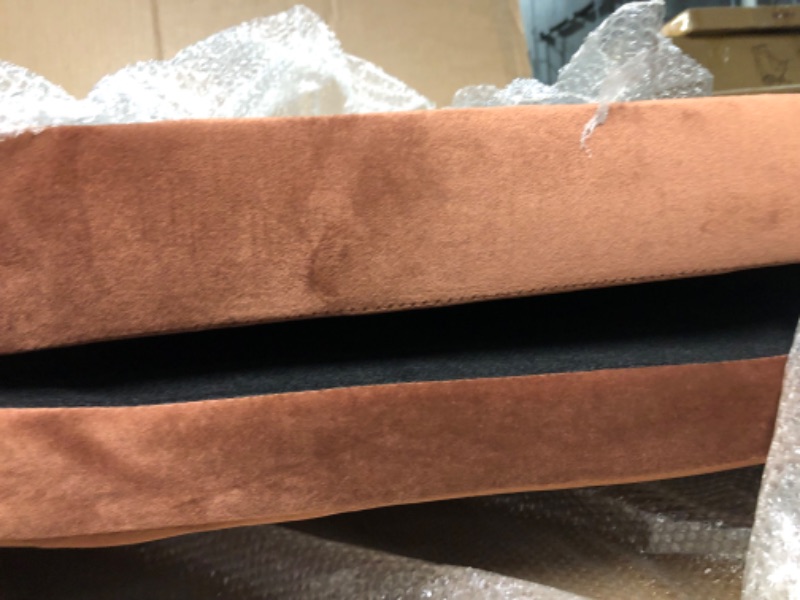 Photo 3 of  42-In. Elegant Brown Faux-Velvet Rectangle Pet Bed for Medium and Large Dogs BROWN 
