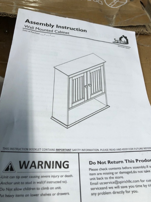 Photo 2 of **SEE NOTES/FOR PARTS**
Spirich Home Bathroom Cabinet Wall Mounted with Doors, Wood Hanging Cabinet, Wall Cabinets with Doors and Shelves Over The Toilet, Bathroom Wall Cabinet White