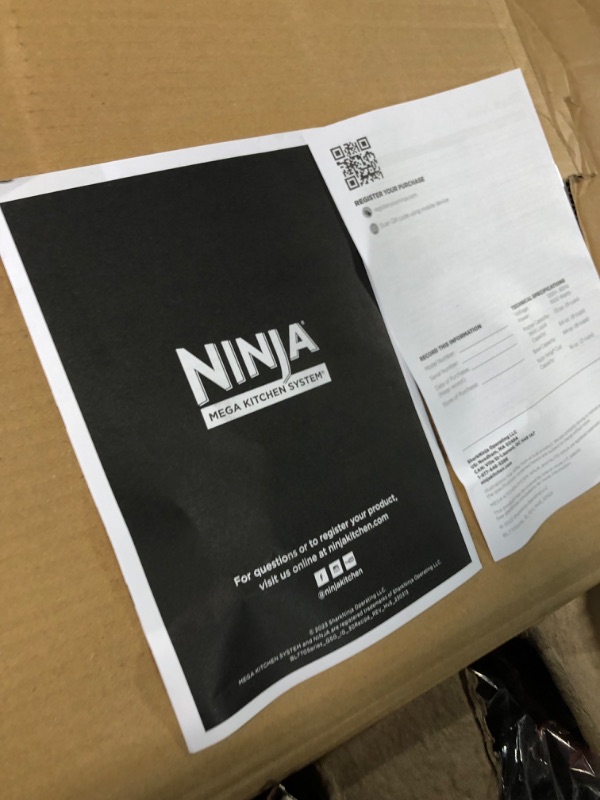 Photo 1 of Ninja BL770 Mega Kitchen System, 1500W, 4 Functions for Smoothies, Processing, Dough, Drinks & More, with 72-oz.* Blender Pitcher, 64-oz. Processor Bowl, (2) 16-oz. To-Go Cups & (2) Lids, Black BL770 Black