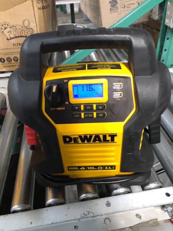 Photo 4 of DEWALT DXAEJ14-Type2 Digital Portable Power Station Jump Starter - 1600 Peak Amps with 120 PSI Compressor, AC Charging Cube, 15W USB-A and 25W USB-C Power for Electronic Devices 1600 Amps