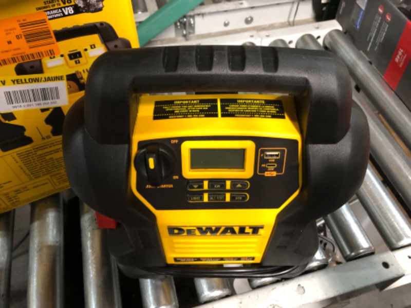 Photo 3 of DEWALT DXAEJ14-Type2 Digital Portable Power Station Jump Starter - 1600 Peak Amps with 120 PSI Compressor, AC Charging Cube, 15W USB-A and 25W USB-C Power for Electronic Devices 1600 Amps
