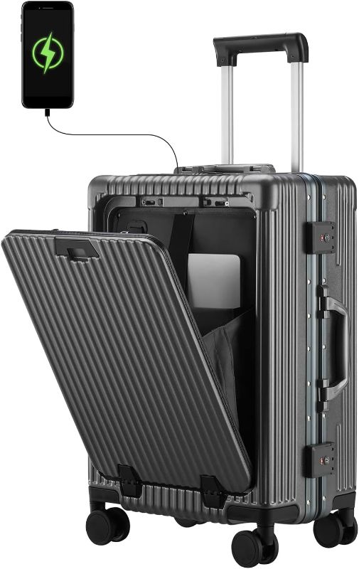 Photo 1 of * see clerk notes * CAARANY 24 Inch Checked Luggage with Front Pocket, Versatile Aluminum Frame