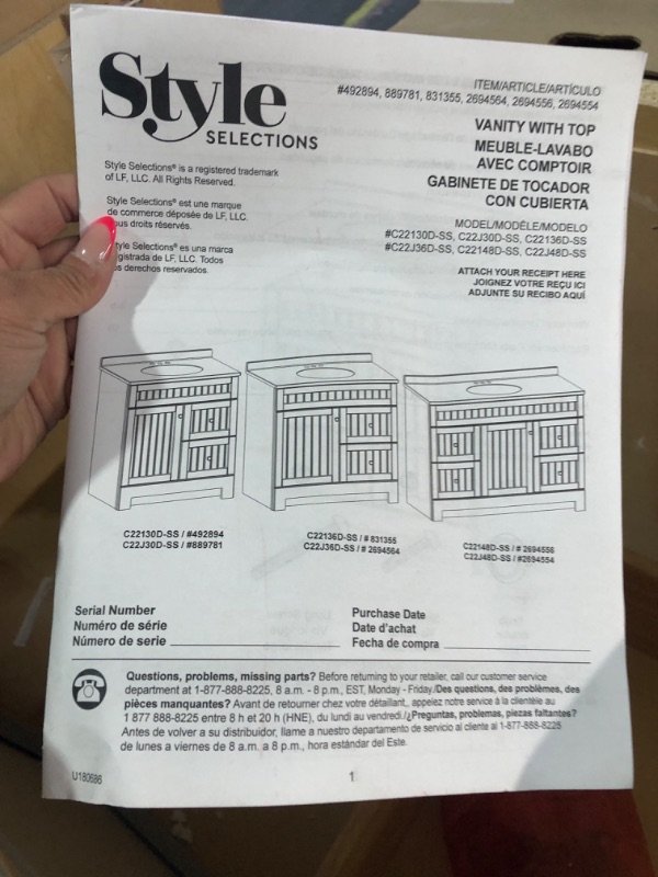 Photo 3 of ***USED - NO PACKAGING - LIKELY MISSING PARTS - SCRATCHED AND SCUFFED***
Style Selections Ellenbee 30-in Gray Single Sink Bathroom Vanity, 30.5-in W x 18.75-in D x 36.75-in H