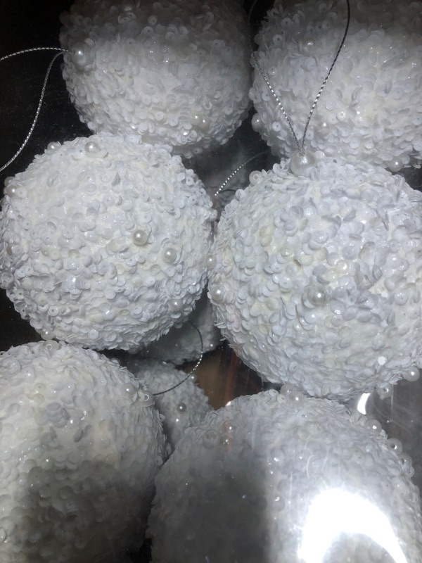 Photo 3 of 12 Pcs 4 Inch Large Christmas Balls WHITE 