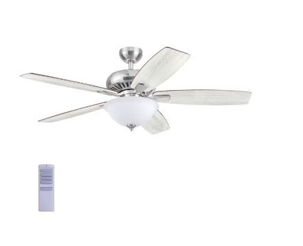 Photo 1 of *** PARTS ONLY/NON-RETURNABLE** MISSING PIECES***
Harbor Breeze Oxford 52-in Brushed Nickel Indoor Downrod or Flush Mount Ceiling Fan with Light and Remote (5-Blade)

