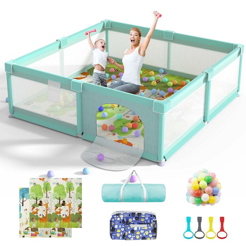 Photo 1 of *MISSING MAT* LUTIKIANG 79" x 71" Baby Playpen Green)