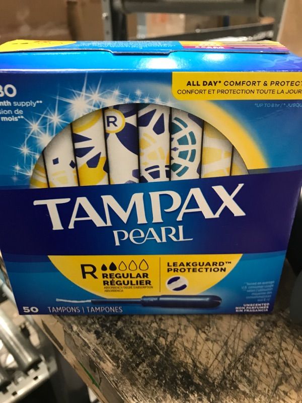 Photo 2 of Tampax Pearl Tampons Regular Absorbency, With Leakguard Braid, Unscented, 50 Count Regular (100ct)