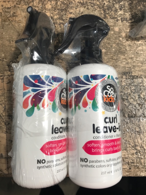 Photo 1 of 2 PACK - SoCozy, Curl Spray LeaveIn Conditioner For Kids Hair Detangles and Restores Curls No Parabens Sulfates Synthetic Colors or Dyes, Jojoba Oil,Olive Oil & Vitamin B5, Sweet-Pea, 8 Fl Oz 8 Fl Oz (Pack of 1)