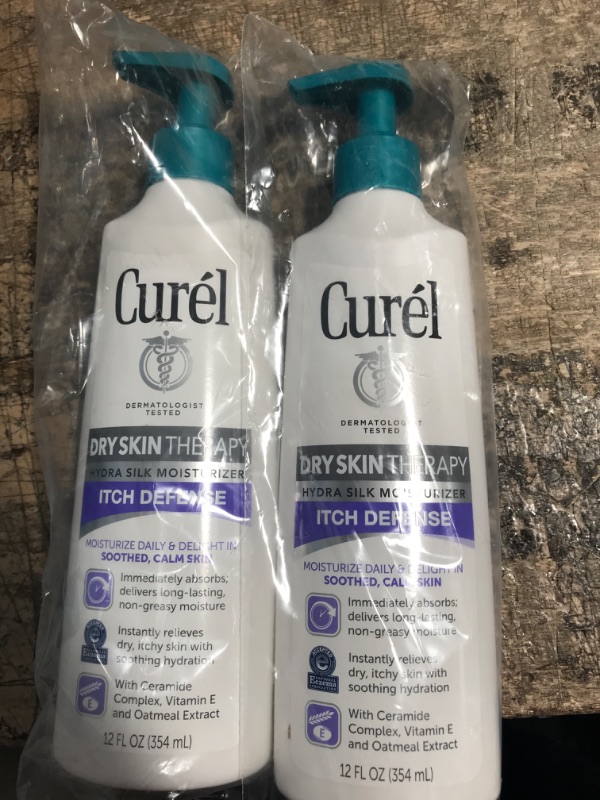 Photo 2 of 2 PACK - Curel Extra Dry Skin Therapy Lotion, , Body and Hand Moisturizer, Hydra Silk Hydration with Advanced Ceramide Complex, with Aloe Water, 12 Ounce 12 Ounce Dry Skin Therapy Itch Defense