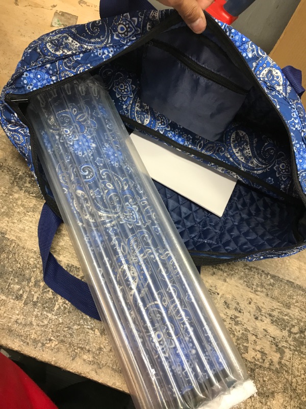 Photo 2 of American Mahjong Game Set,Blue Paisley Carrying Bag,166 Premium White Tiles,4 All-in-One Color Rack/Pushers,100 Chips,1 Wind Indicator,Western Mahjongg Set,Complete Ma Jong Set with English Manual