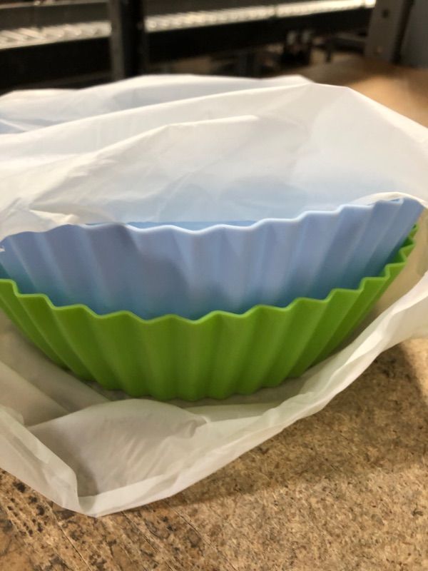 Photo 1 of 2-Pack Air Fryer Silicone Liners 8inch Reusable Non Stick Air fryers Silicone Pot Round Easy Cleaning for 3 to 6 Qt Air Fryer Oven Accessories(Blue+Green)